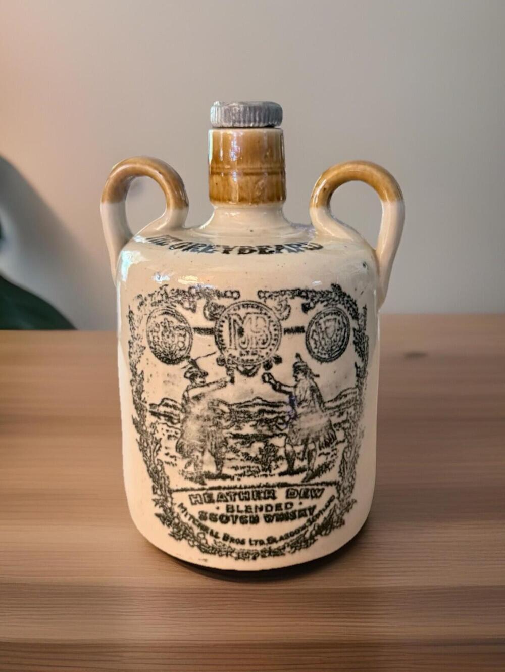 Vintage Collectible The Greybeard Jug Scotch Whisky Scotland Stoneware 7" T